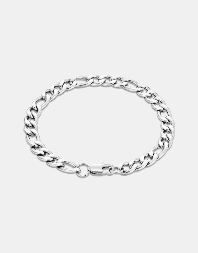 Eclectics - Stainless Steel Token Figaro Chain Bracelet