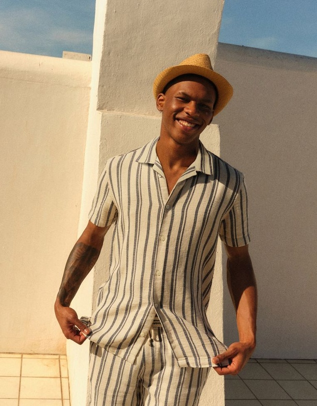 NEXT - Textured Stripe Short Sleeve Shirt