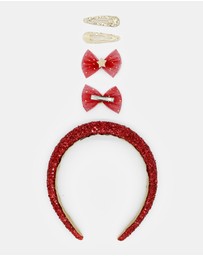 Morgan & Taylor - Noel Kids Clip Set in Sparkling Red and Gold