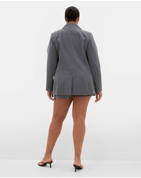 City Chic - Plus size Cora Blue Stripe Blazer - grey