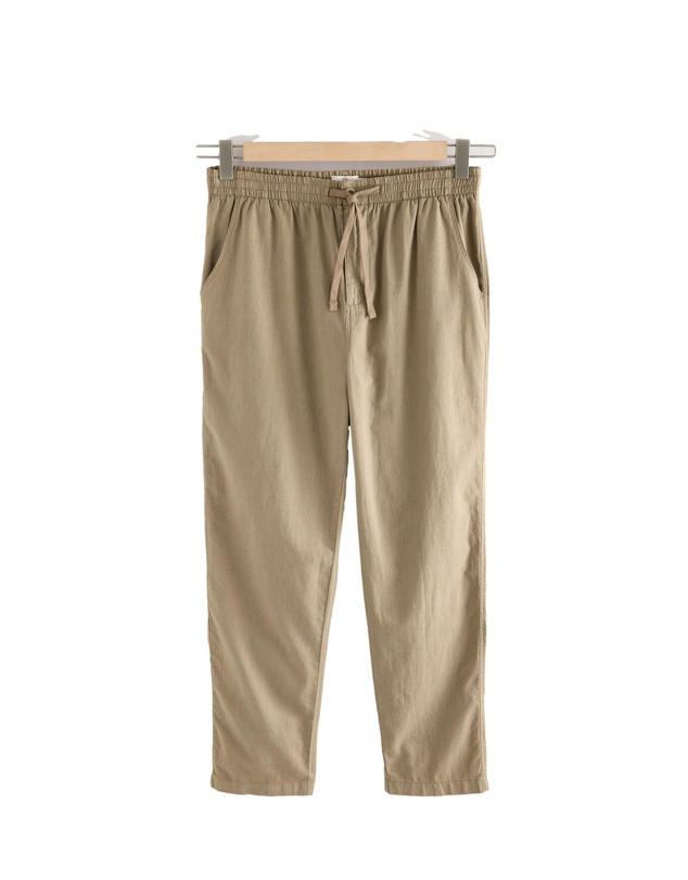 NEXT - Linen Cotton Elasticated Drawstring Trousers Regular Fit