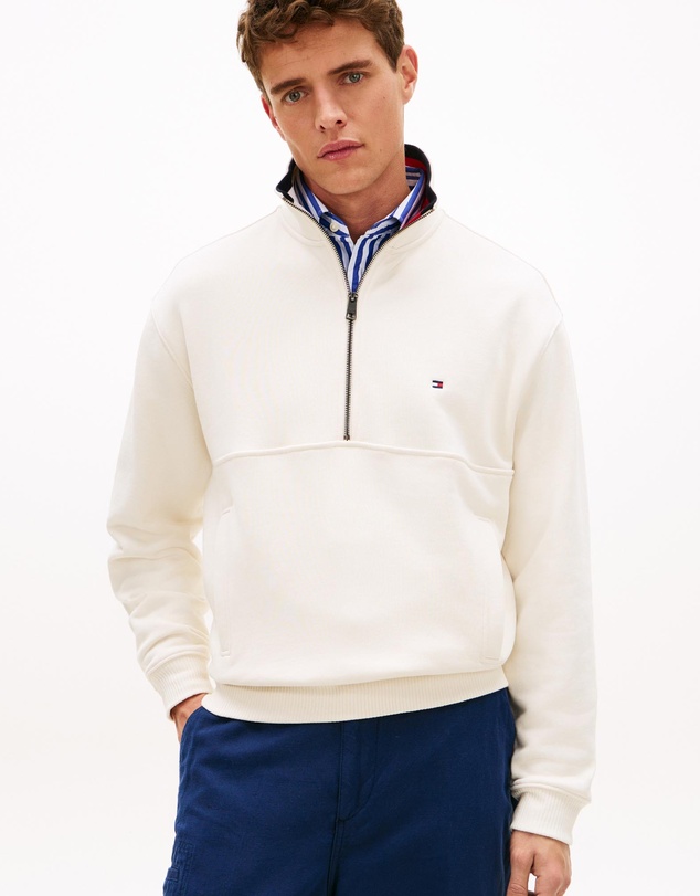 Tommy Hilfiger - Colour-Blocked Collar Terry Half-Zip Jumper