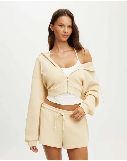 Cotton On Body - Off Duty Waffle Cropped Hoodie