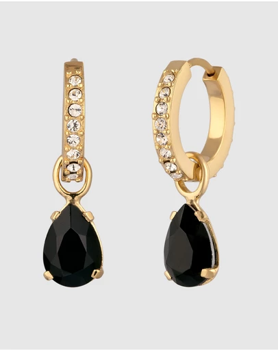 Elli Jewelry - Crystal Teardrop Hoop Earrings in Gold-Plated 925 Silver