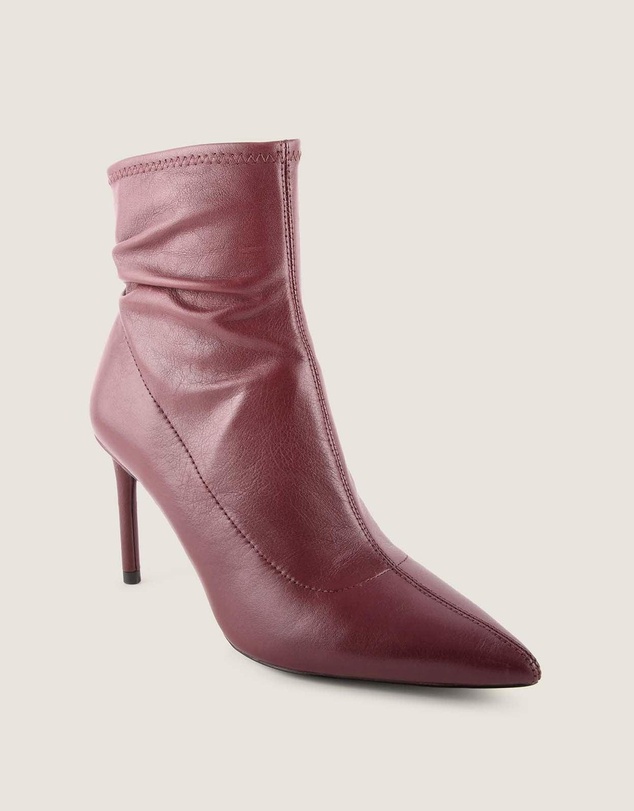 Shelly Shen - Delta Heel Ankle Boots Burgundy Leather