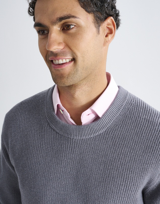 3 Wise Men - 3 Wise Men Drake Crew Neck Wool Blend Knit - Dark Grey