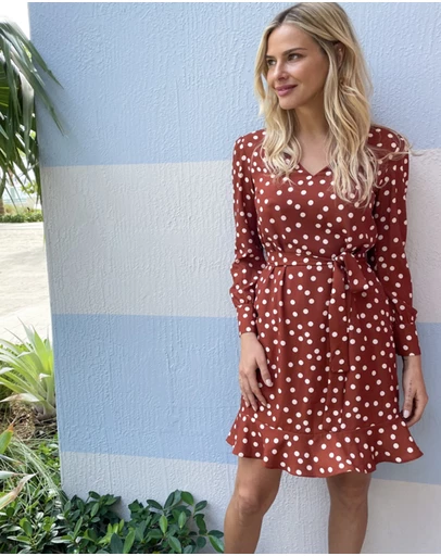 Sosandar - Polka Dot Belted Shift Dress