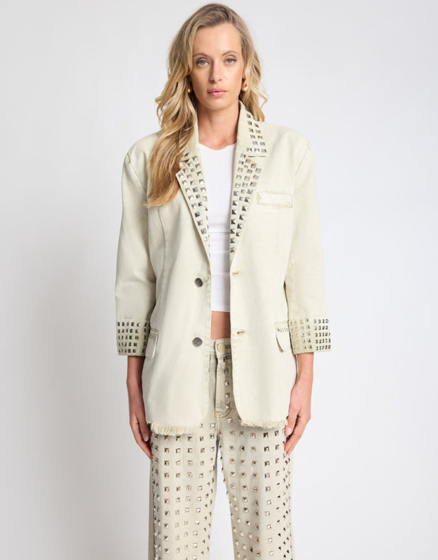 ONE TEASPOON - Silver Storm Studded Blazer - Antique Khaki