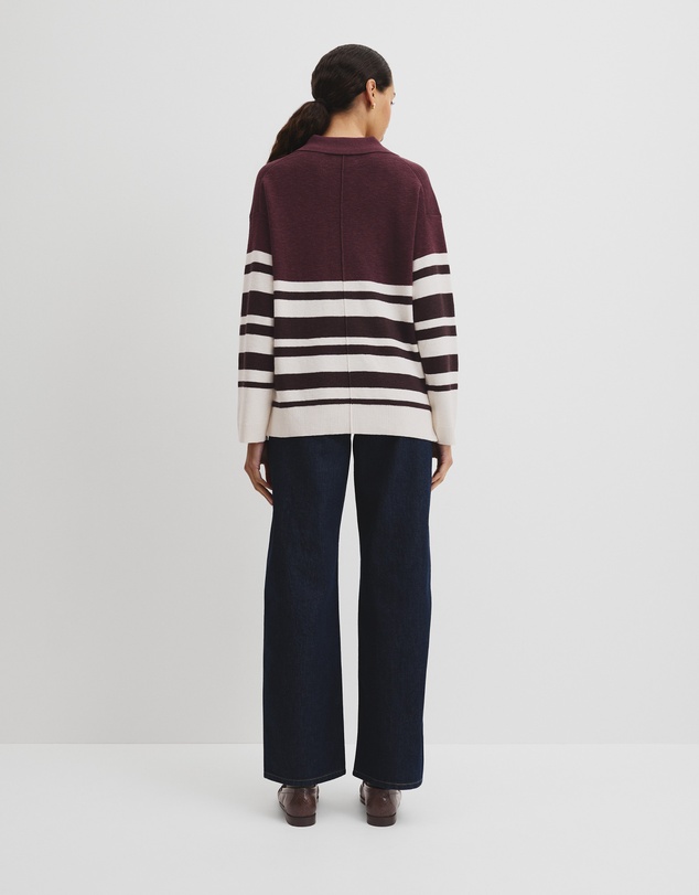 Country Road - Organically Grown Cotton Linen Blend Long Sleeve Stripe Knit