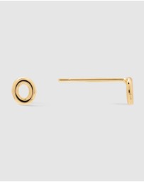 Wanderlust + Co - Alphabet Bubble Gold Stud Earrings - Letter O