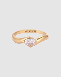 Elli Jewelry - Ring Crystal Oval 925 Sterling Silver Gold-Plated