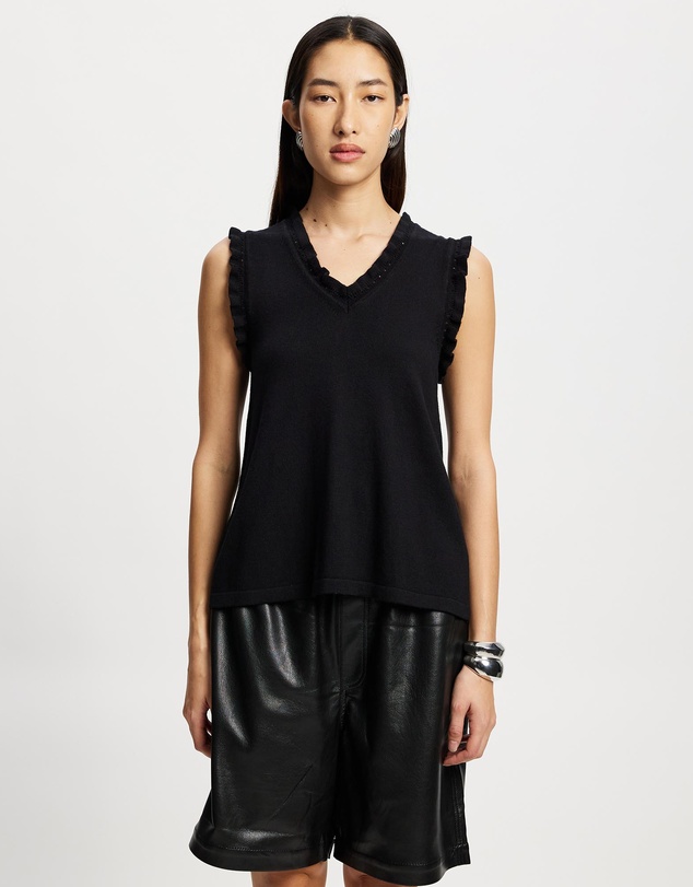 Lindsay Nicholas New York - Frill V-Neck Shell Top