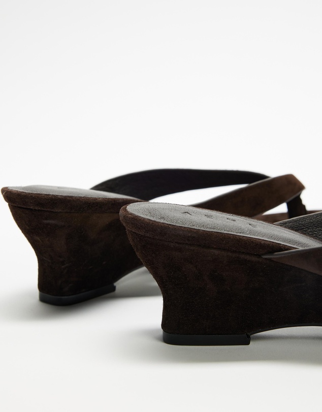 AERE - Suede Wedge Heel Thongs