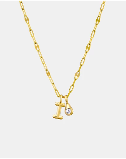 Zoe Olivia - 14K Gold Vermeil Imprint Initial I Cubic Zirconia Necklace