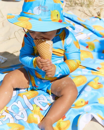Budgy Smuggler - Kids Onesie Swim Bundle in Rubber Ducks UPF 50+