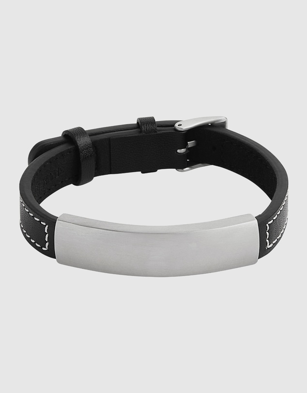 Najo - Memento Men's Leather & Steel Buckle Bracelet (23cm)