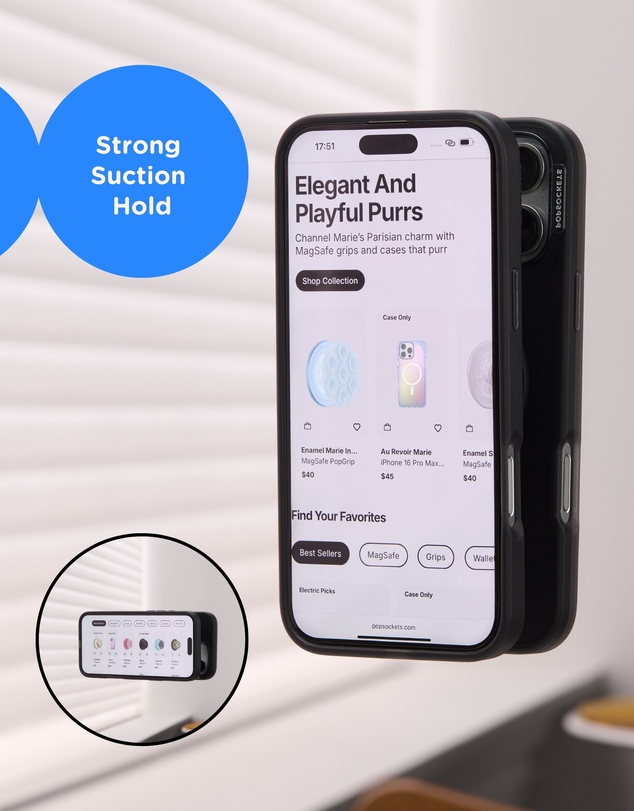 PopSockets - PopGrip SuckUp Suction MagSafe 3in1 Phone Grip Holder Stand