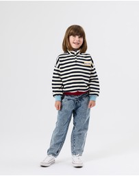 Goldie + Ace - Stripe Logo Quarter Zip Sweater - ICONIC EXCLUSIVE - Babies-Kids