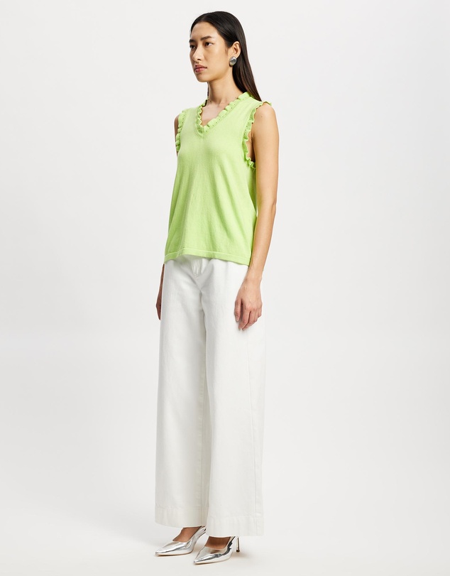 Lindsay Nicholas New York - Frill V-Neck Shell Top