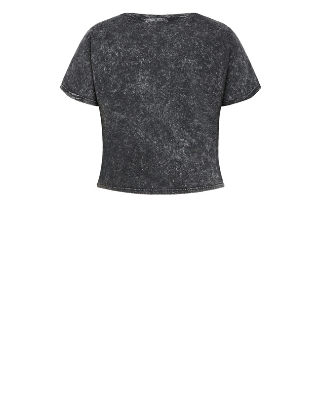 City Chic - Plus size Lily Cotton Tee - charcoal acid wash