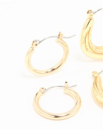 Lovisa - Gold Plated Oval Hoops 3-Pack