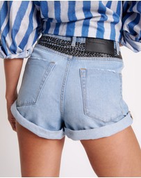 ONE TEASPOON - Railed Sequin Bandits High Waist Denim Shorts