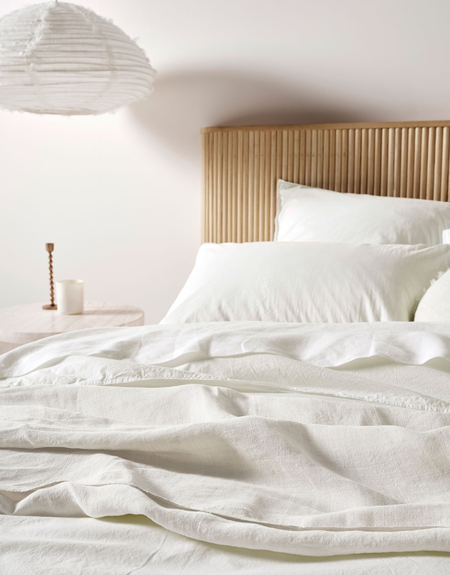 Aura Home - Evie Stonewash Organic Cotton Quilt Cover in Cloud White