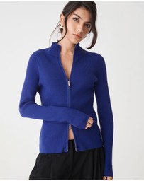 Forcast - Blake Ribbed Zip Cardigan