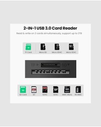 Ugreen - UGreen 2-In-1 USB 3.0 A Card Reader Black