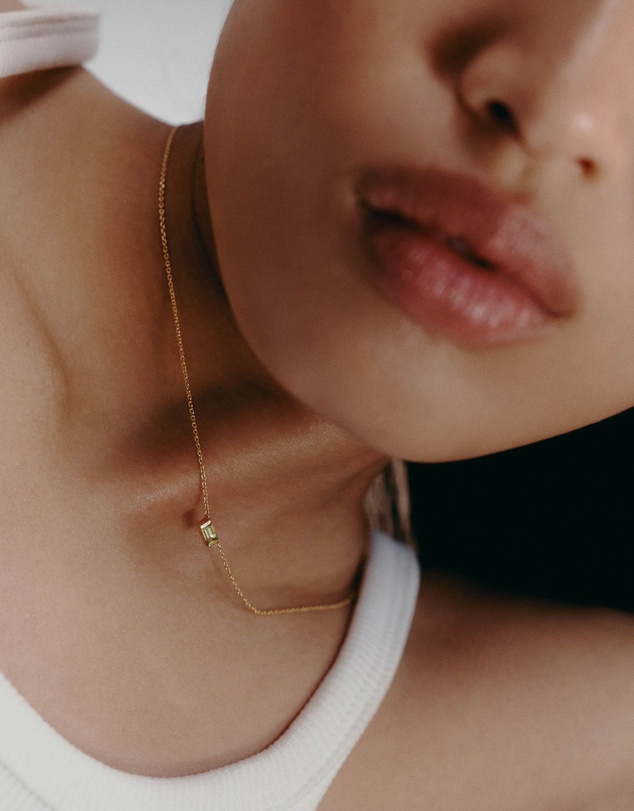Kirstin Ash - Baguette Birthstone Necklace July Ruby