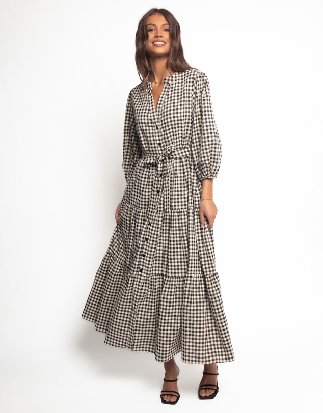 Petal & Pup - Dixon Maxi Dress - Black Cream Gingham