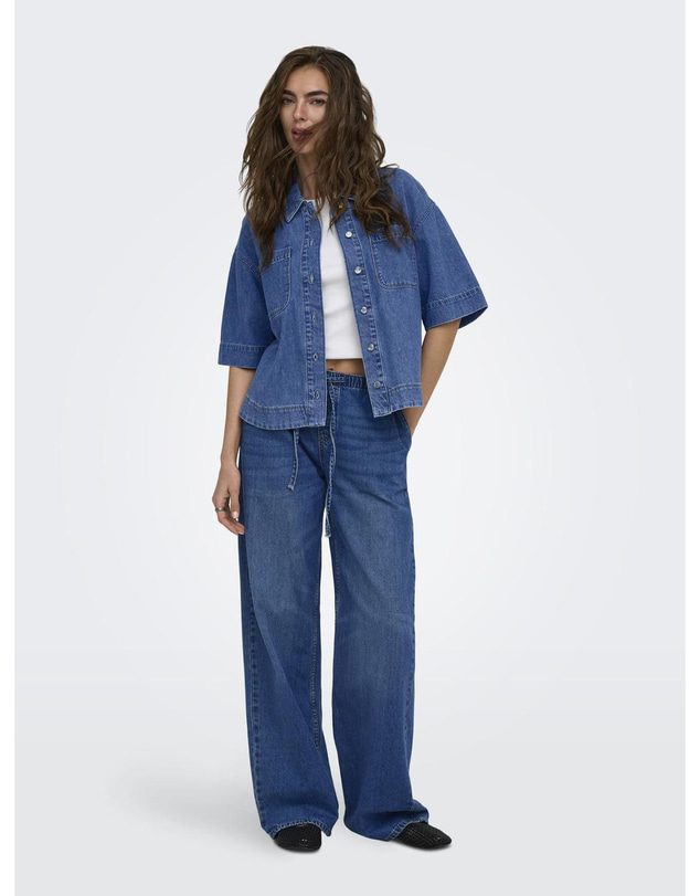 ONLY - Jay Pull String Wide Denim Pants