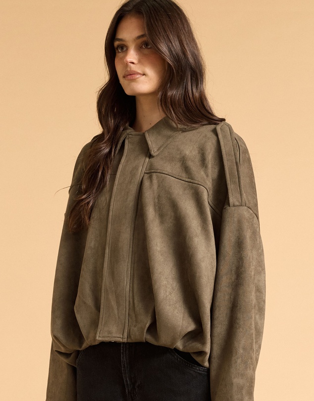MVN - Faux Suede Bomber Jacket