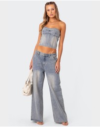 EDIKTED - Myla Washed Wide Leg Jeans