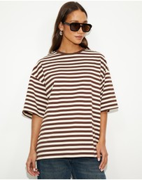 Dazie - Nostalgia Stripe Oversized Boyfriend Tee