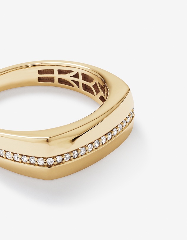 Michael Hill - Men's Diamond Row Signet Ring in 10kt Yellow Gold