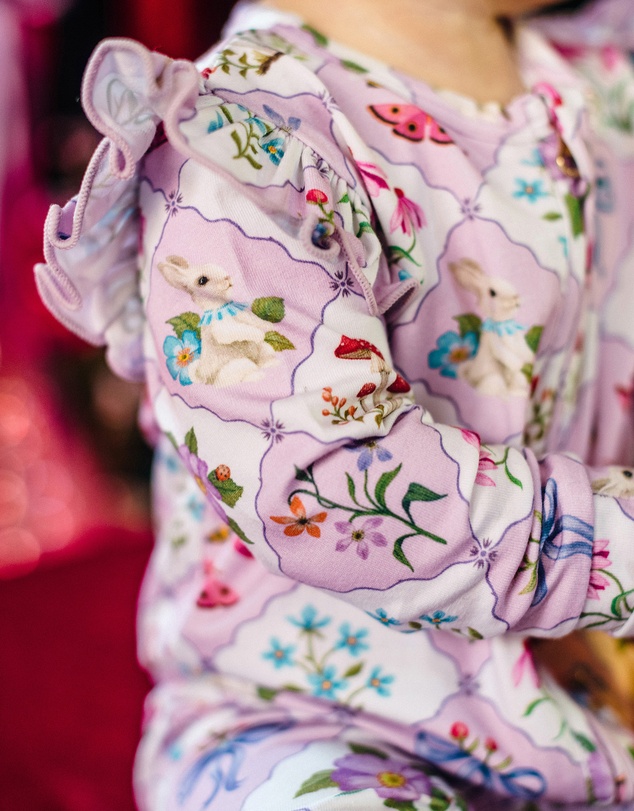 Fleur Harris - 'Woodland Grid' Precious Frill Coverall in Sweet Lilac