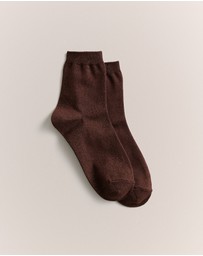 Trenery - Metallic Rib Crew Sock in Chocolate