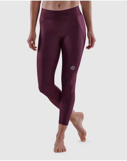 SKINS - SKINS Compression Series-3 Women's 7/8 Tights Activewear Burgundy