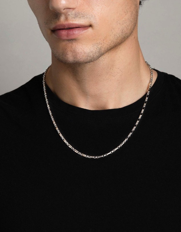 Nialaya Jewellery - Men's Stainless Steel Modern Figaro Belcher Chain