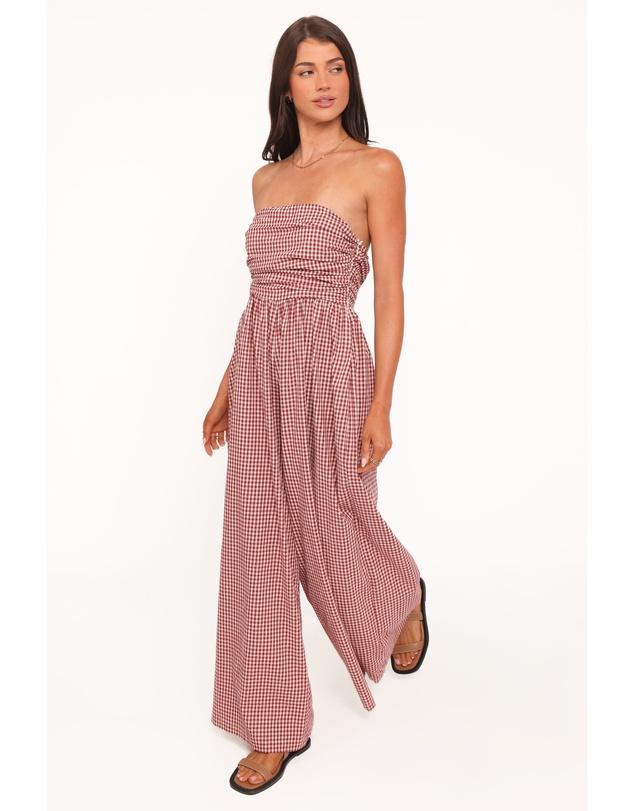 Petal & Pup - Paige Strapless Jumpsuit - Red Gingham