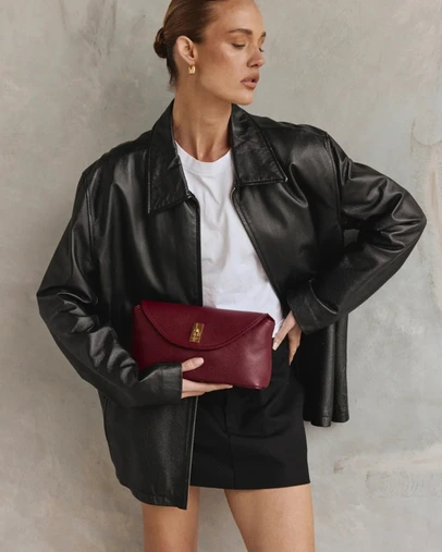 VESTIRSI - Sloane Bordeaux Leather Convertible Clutch