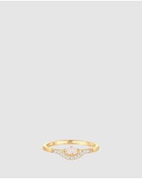 Elli Jewelry - Ring Vintage Marquise Zirconia Opal 925 Sterling Silver Gold Plated