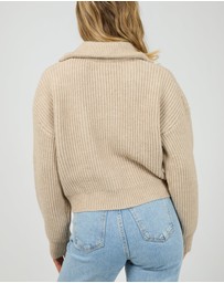 All About Eve - Bridie Knit Zip Through Oat