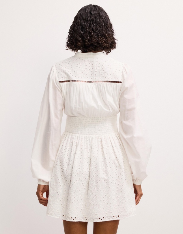 The Fated - Shirred Waist Broderie Short Dress