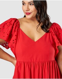Pink Dusk by Curve Project - Girlz Broderie Maxi Dress