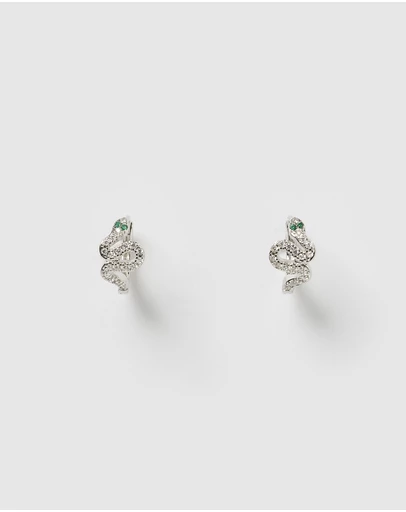 Izoa - Cobra Huggie Earrings Silver