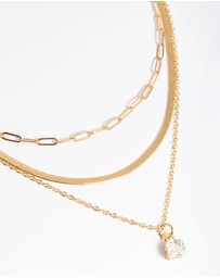 Lovisa - Gold Plated Cubic Zirconia Chain Necklace