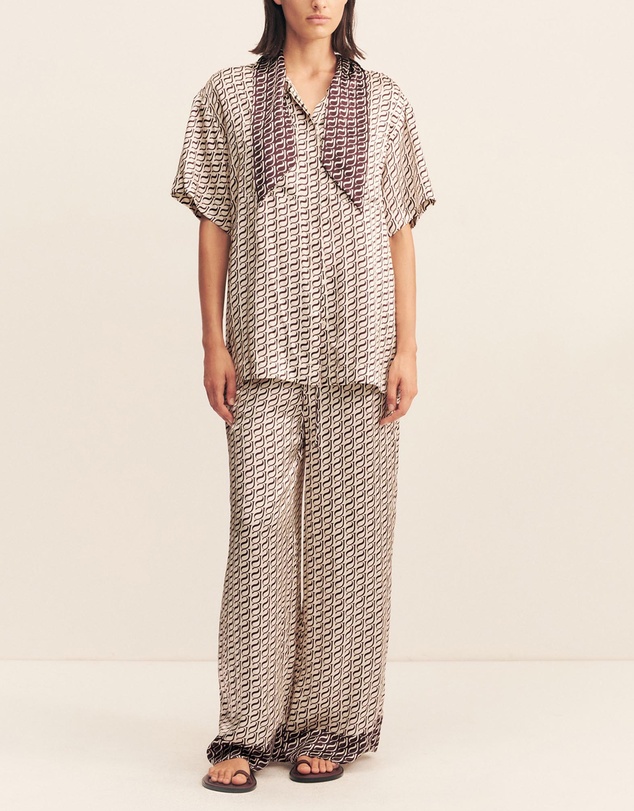 Shona Joy - Monogram Silk Contrast Shirt