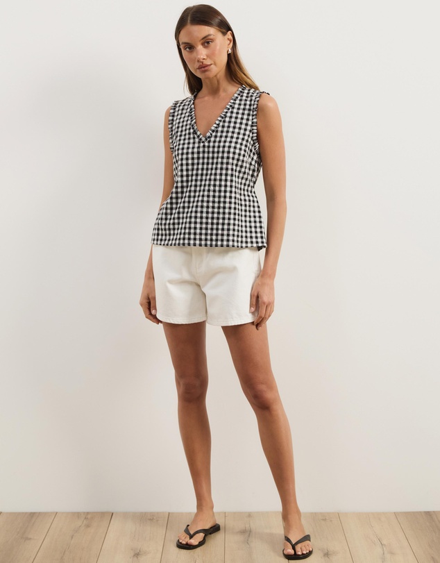 Atmos&Here - Lydia Gingham Tie Back Top